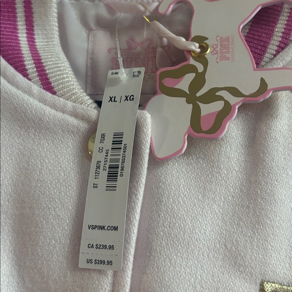 🎀 NWT  XL 🎀 PINK x Love Shack Fancy Reissued Varsity Jacket MSRP $199.95 - Picture 4 of 6